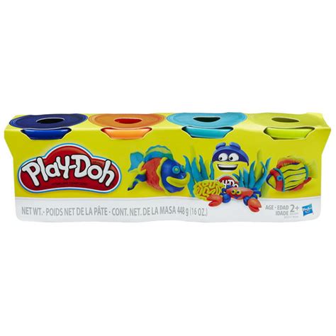 Play Doh 4 Pack Of Bright Colors Blue Orange Teal And Lime 16 Oz