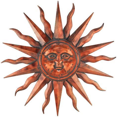 Copper Patina Sun Face Extra Large Sunburst Metal Wall Art Hanging