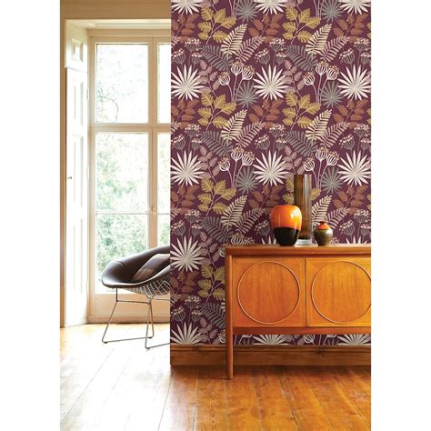 4014 26449 Praslin Merlot Botanical Wallpaper By A Street