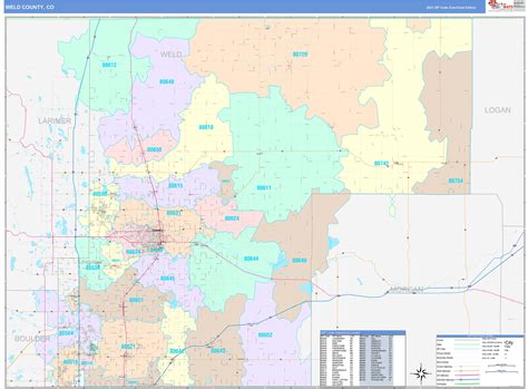 Weld County Co Wall Map Color Cast Style By Marketmaps Mapsales