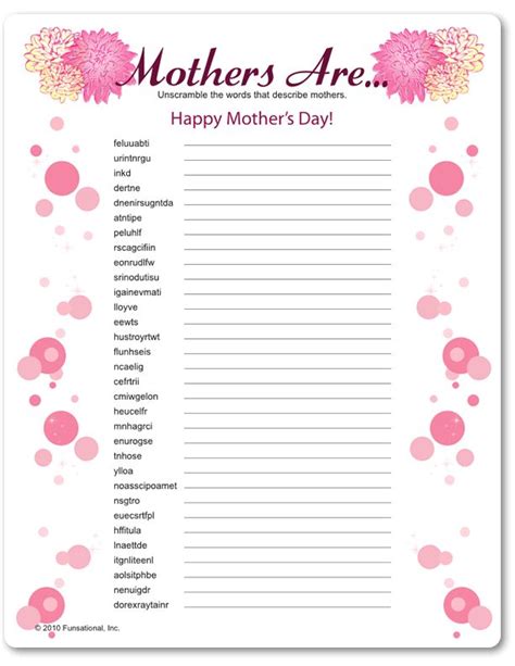 Mothers Day Games Printable Printable Word Searches