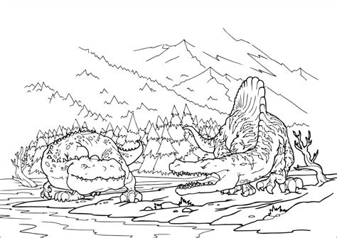Tyrannosaurus vs Spinosaurus Coloring Page - Free Printable Coloring