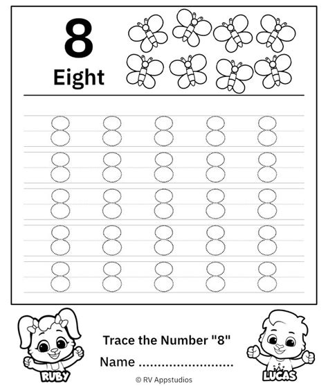 Tracing Numbers 8 Worksheet In 2021 Kids Worksheets Printables