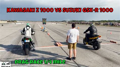 Kawasaki Z 1000 Vs Suzuki Gsx R 1000 Drag Race 14 Mile 🚦🚗 4k Uhd