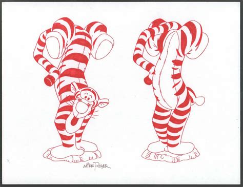 Winnie The Pooh Disney Red Ink Drawing Concept Art Tigger Statue By