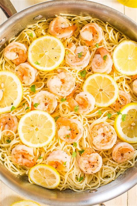 Lemon Butter Garlic Shrimp With Angel Hair Pasta Averie Cooks