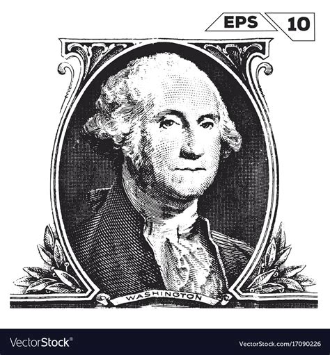 George Washington On One Dollar Bill Obverse Vector Image