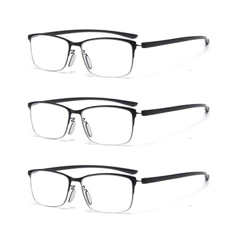3 Pack Mens Reading Glasses Metal Tr Fashion Readers Presbyopic Glasses