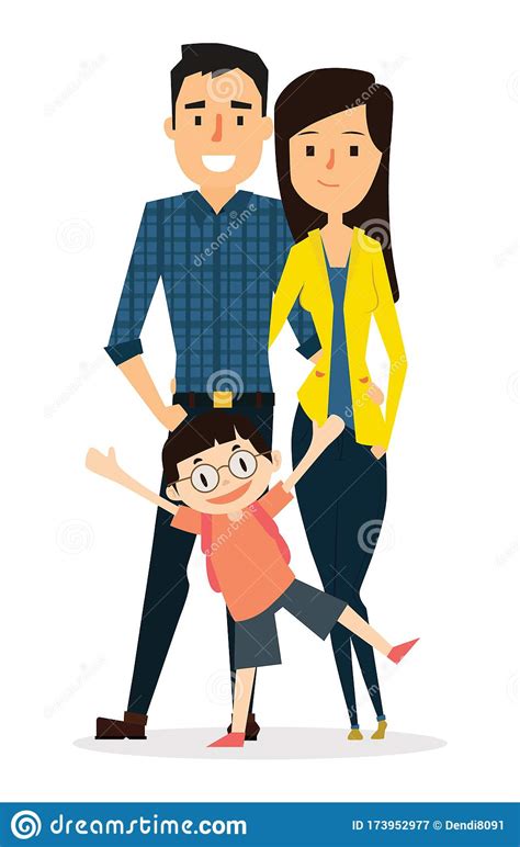 Madre E Hijo Felices Del Padre De La Familia Stock De Ilustración