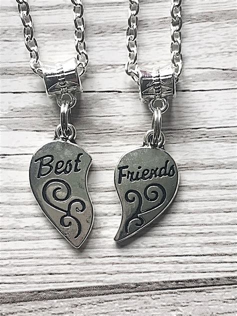 Split Heart Necklace Pendant Best Friend Necklace For Her Etsy