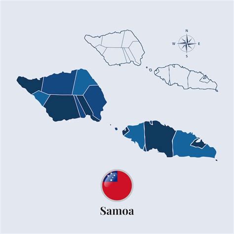 Premium Vector Samoa Map With Flag Samoa Flag Map