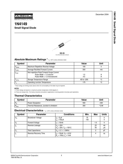 Diode Data Sheet 1n4149 Pdf Diode Electronic Engineering