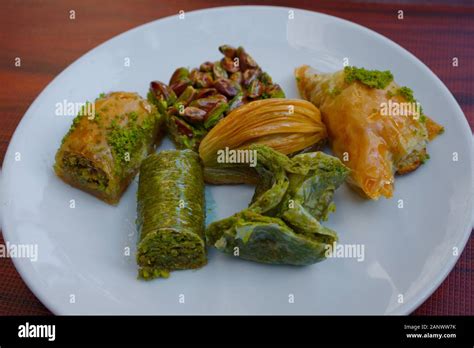 Turkish Baklava With Pistachios Traditional Turkish Dessert Antep