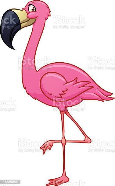 Cartoon Drawing Of A Pink Flamingo From The Side Stock Illustration