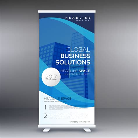 Blue Roll Up Standee Banner Template Vector Design Download Free