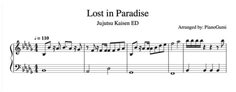 Jujutsu Kaisen Ed Lost In Paradise Piano Sheet Music