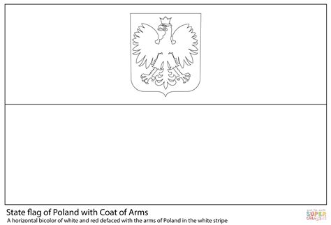Vlajka Polska s erbem omalovánka Omalovánky k Vytisknutí Zdarma