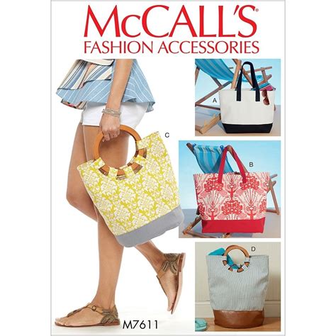 Misses Lined Tote Bags With Contrast Variations Mccalls