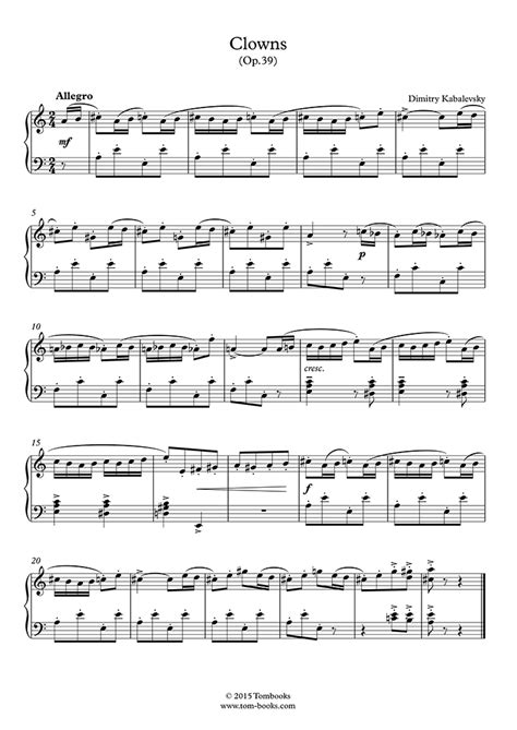 Clowns Opus 39 No 20 Kabalevsky Spartito Per Pianoforte