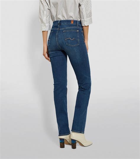 7 For All Mankind Blue The Straight Mid Rise Jeans Harrods UK