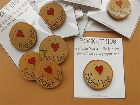 Pocket Hug Small Wood Slice Customisable Card Long Etsy Hand