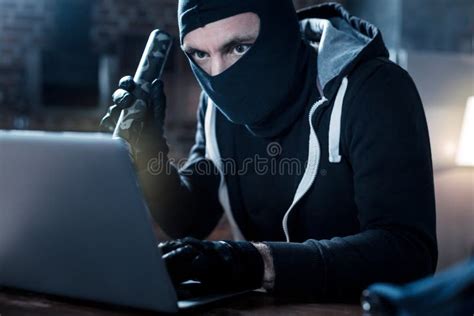 Professional Computer Hacker Stealing Data Stock Photo Image Of