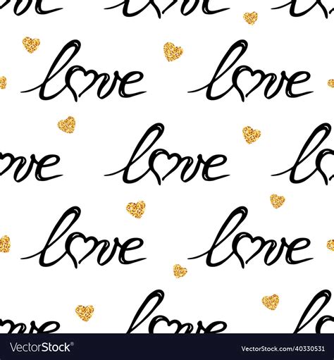 Hand Drawn Seamless Pattern Of Lettering Love Vector Image