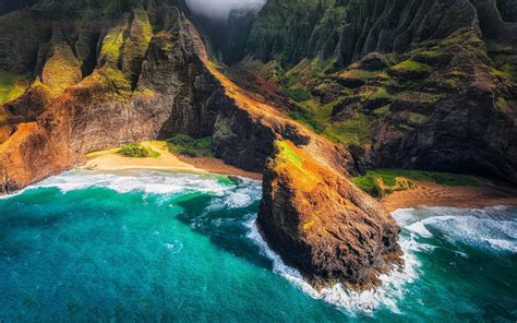 Wallpaper Landscape Mountains Waterfall Sea Nature Beach Coast