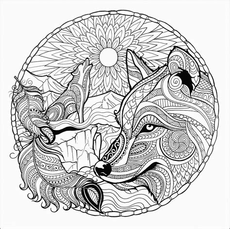 Ethnischer inder elefant linie original zeichnung erwachsene farbung bo clipart. Ausmalbilder Tiere Erwachsene Wolf