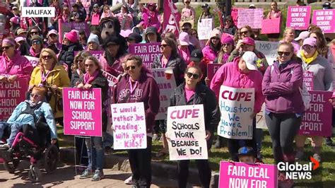 Nova Scotia Parents Striking School Support Workers Stage Rally In