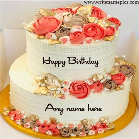 Flower Birthday Cake With Name Edit My Bios