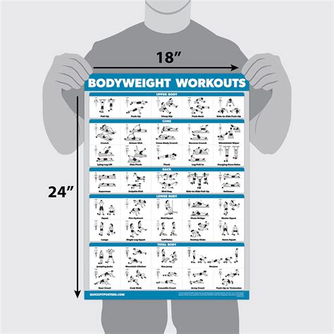 Buy QuickFit Bodyweight Workout Exercise Poster Body Weight Workout Chart Calisthenics