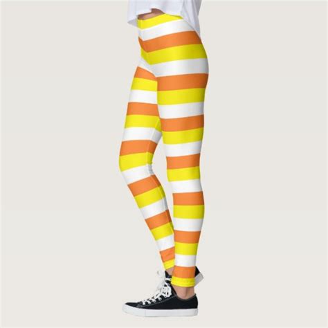 Orange Yellow And White Stripes Leggings
