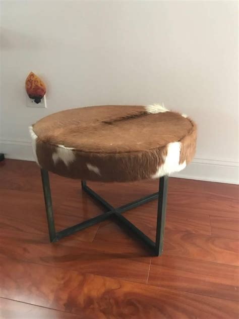 Check spelling or type a new query. Circular Upholstered Cowhide Bench For Sale at 1stDibs