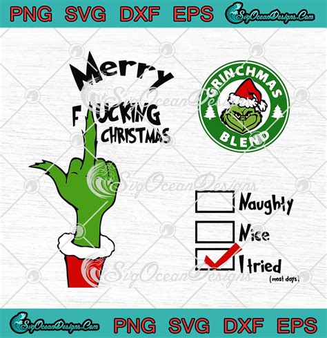 Grinchmas Blend Grinch Hand Merry Fucking Christmas SVG PNG EPS DXF