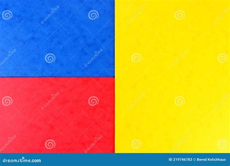 Blue Red And Yellow Color Geometric Paper Composition Background Stock