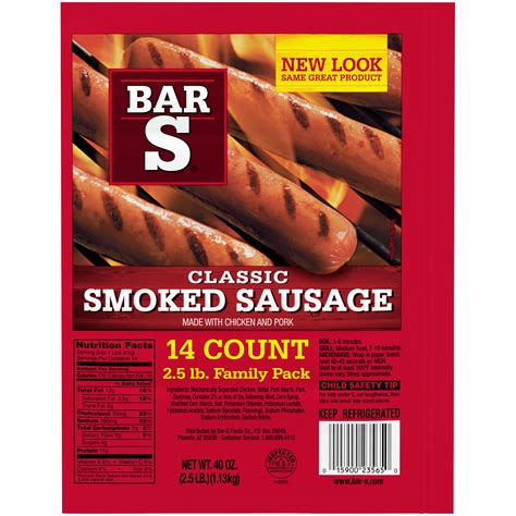 Bar S Classic Smoked Sausage 40 Oz 14 Count