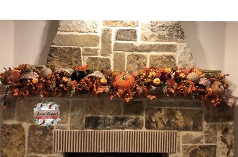 Turnmeon 6 foot christmas garland decoration with 16 snowy bristle pine,33 red berries, pine cone artificial garland decoration indoor outdoor home mantle fireplace holiday 3.6 out of 5 stars 162 $15.99 $ 15. Fall Fireplace Mantel Garland in 2020 | Fall fireplace ...