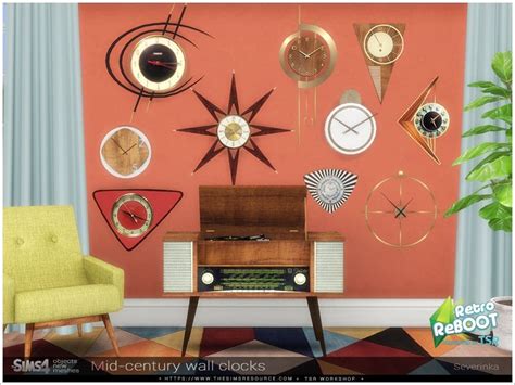 Sims 4 — Retroreboot Mid Century Wall Clocks By Severinka — A Set Of