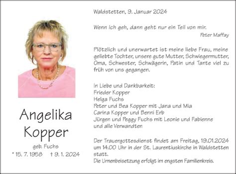 Traueranzeigen Von Angelika Kopper Ostalbtrauer