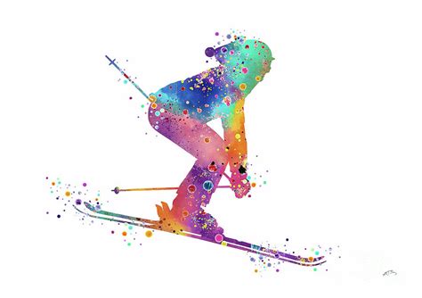 Girl Skiing Watercolor Print Ski Art Skiing Poster Ski Print Ski Poster