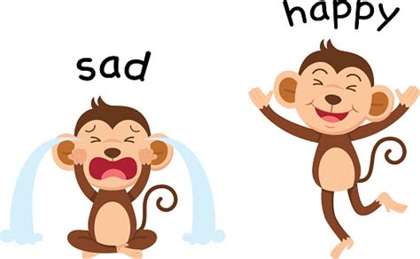 Opposite Words Sad And Happy Vector Stock Illustration