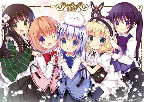 hd wallpaper gochuumon wa usagi desu ka ujimatsu chiya hoto kokoa kirima sharo wallpaper flare