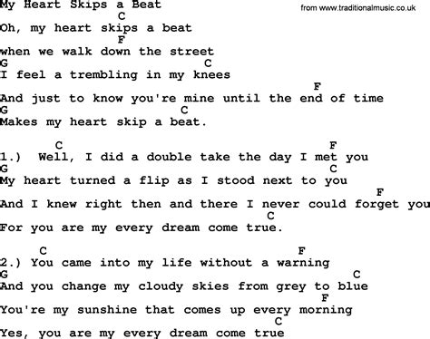 My Heart Skips A Beat Bluegrass Lyrics With Chords