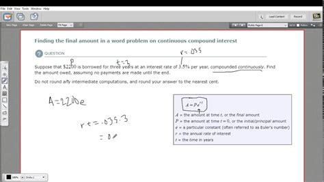 Finding The Final Amount In A Word Problem On Continuous Compound