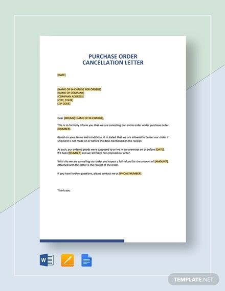 How shall i send them letter for outstanding details form suppliers / vendors ? 7+ Cancellation Letter Templates - PDF, DOC | Free ...