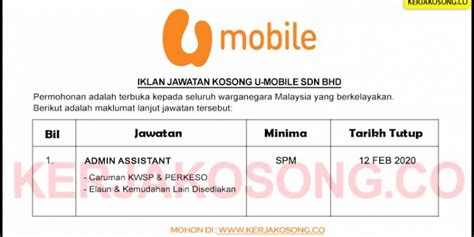 Metro feature mobile sdn bhd authorized umobile dealer. Jawatan Kosong Admin Assistant U-Mobile Sdn Bhd - Jawatan ...