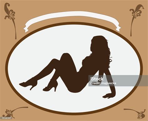 Vintage Style Frame With Nude Girl Image Stock Vector Leonido My XXX