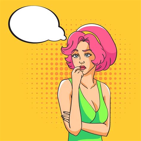 Thinking Pop Art Woman — Stock Vector © Ssstocker 79778234