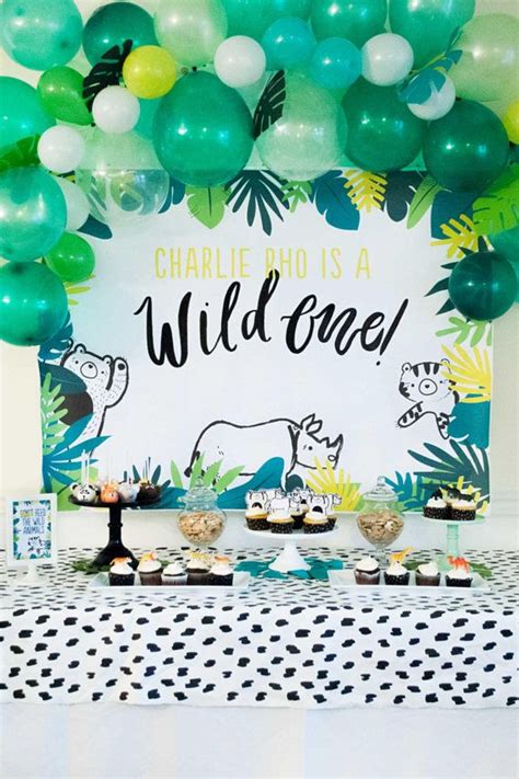 Amazing ideas for your baby boys 1st birthday decoration. Balloon Garland Kit - In the Jungle - Shades of Green ...